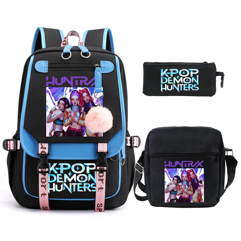 Demon Hunters Peripheral Printing Children's Fashion Backpack Cross-border Large Capacity Primary and Secondary School Student Leisure School Bag Set