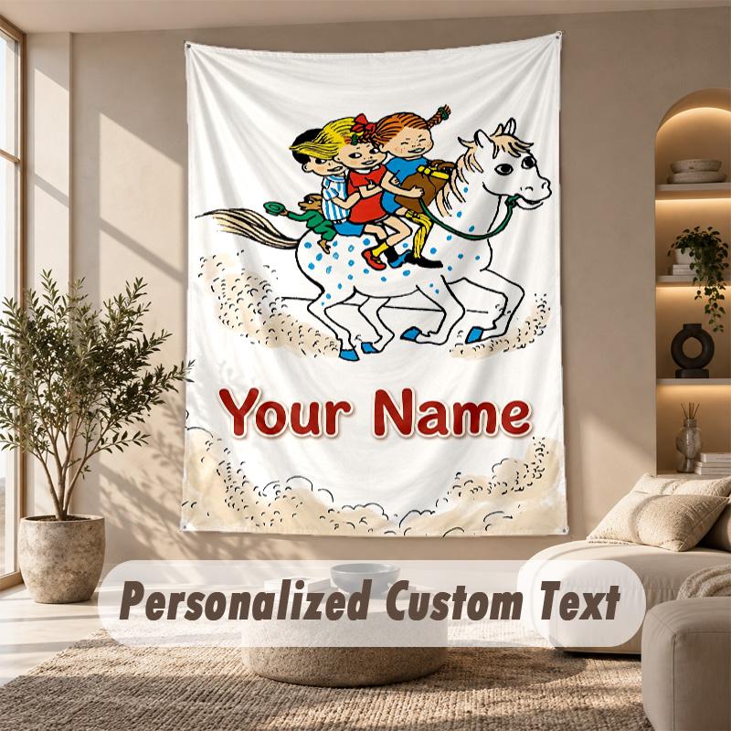 Tapestry Custom Name Text, Wall Hanging Tapestry Home Room DecorPippi Longstocking