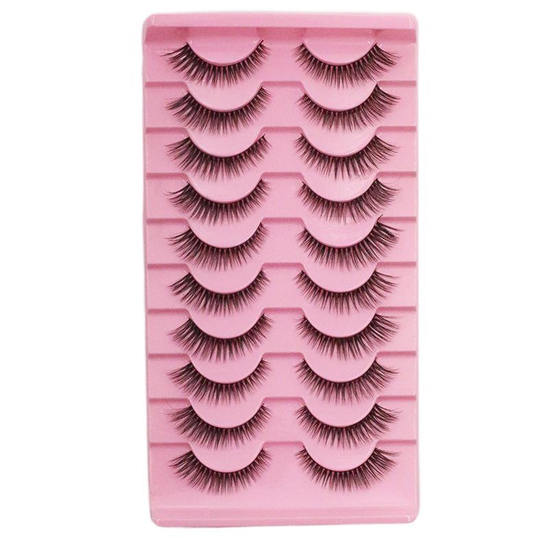 European Natural 3D False Eyelashes with Curled Stiff Stem - Dense, One-Piece Whole Strip