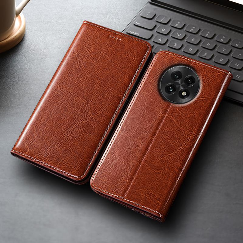 Crazy Horse Genuine Leather Flip Case for Oneplus Ace 2 2V 3 3V 5 Pro Racing Ultra Wallet Phone Cover Cases Scratch Proof