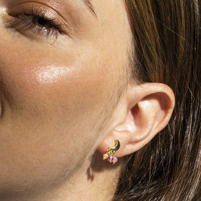 Boucles D'oreilles En Argent 925 Et Cristal Rose 18k - Linshu