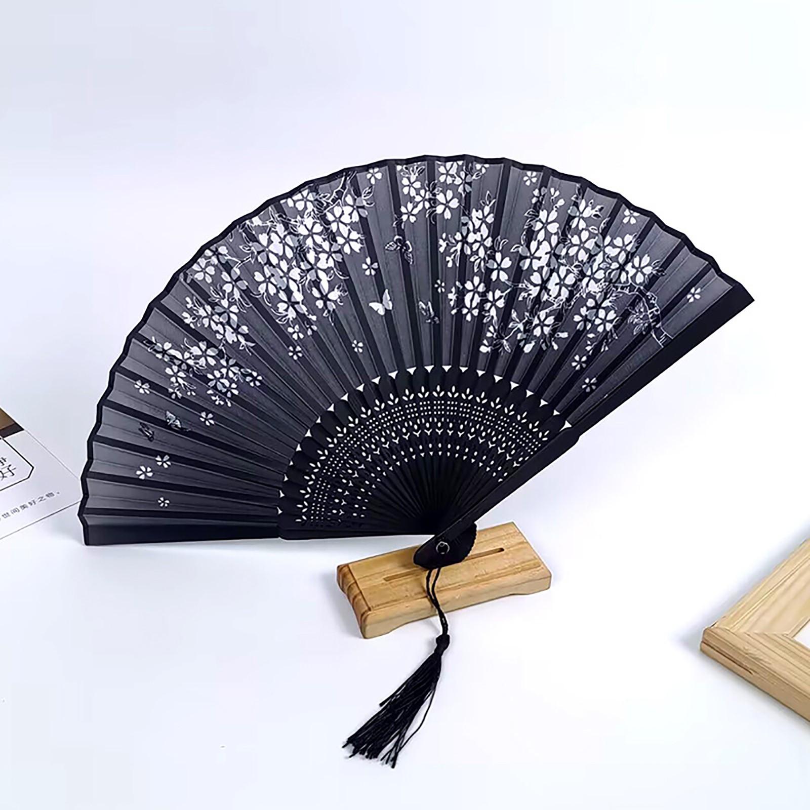 Антикварный веер, китайский веер, антикварный складной веер, танцевальный веер One Size