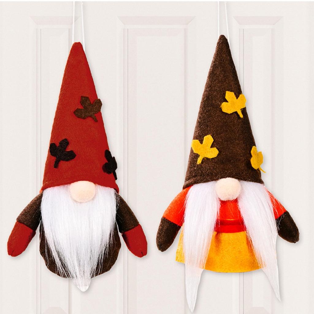 Herbst Ahorn Wichtel Blatt Zwerg Wolle Stoff Gesichtslos Hängepuppe Anhänger Desktop Figuren Heimdekorationszubehör Kindergeschenk
