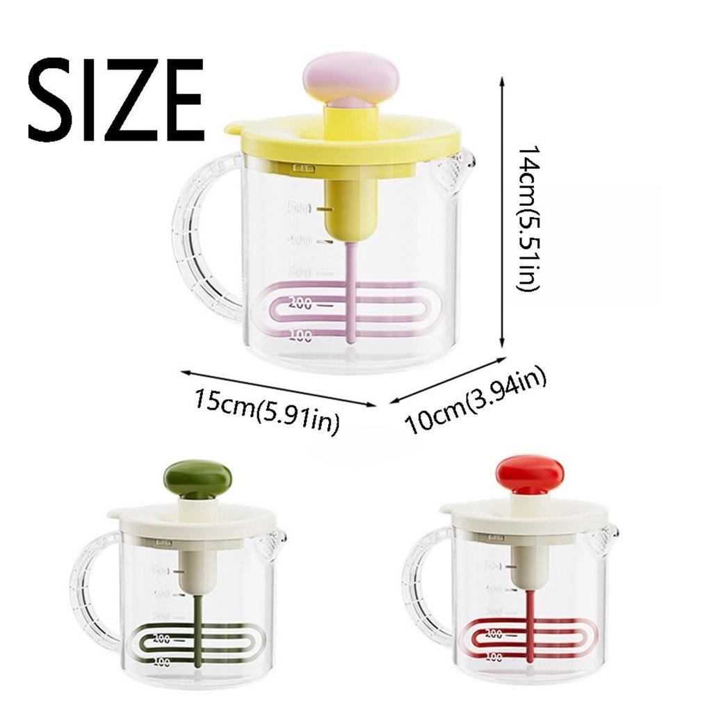 Hand Mixer Press-Type Manual Mixing Cup Clear with Scale Egg Mixing Cup Sturdy Large Capacity Manual Stirring Cup Kitchen Gadget