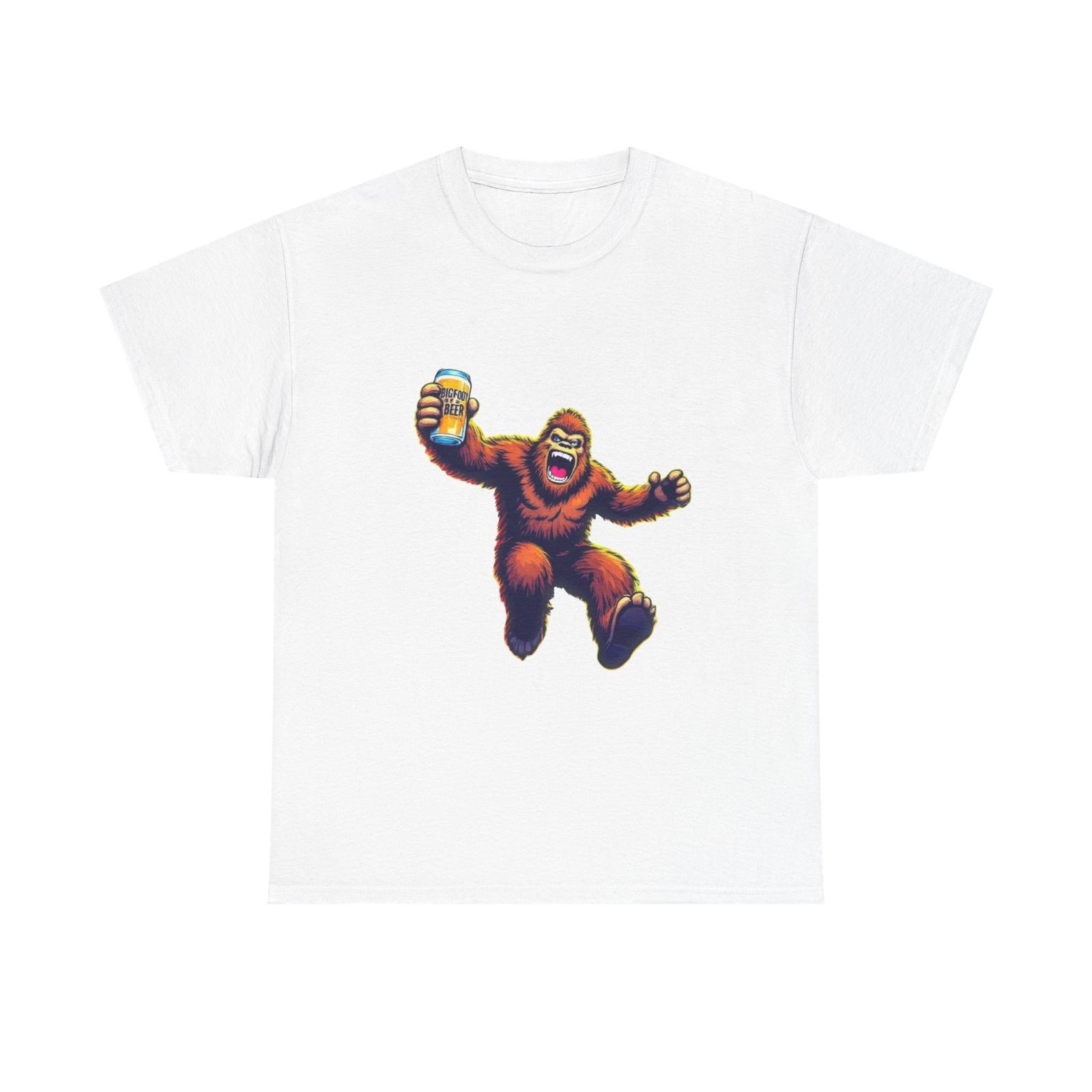 Bigfoot Beer T-Shirt Funny Sasquatch Holding a Brew Cryptid Drinking Tee 4XL