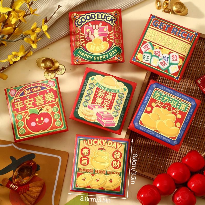 6pcs Chinese New Year Red Envelopes Cartoon Cute Snake Hongbao Spring Festival Red Packets Wedding Envelope Snake Money Packets