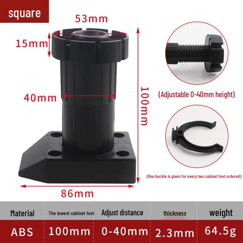 PVC Adjustable Cabinet Leveling Feet - Durable Plastic Support with Thickened Design