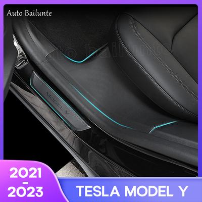 2Pcs Car Rear Door Sill Protective Cover Anti-dirty  ABS Rear Door Protection Cover For Tesla Model Y  2022 2023