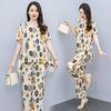 Women's Plus Size Summer Tie-Dye Cotton Linen Suit: Irregular Hem Top & Wide Leg Pants Two-Piece Set