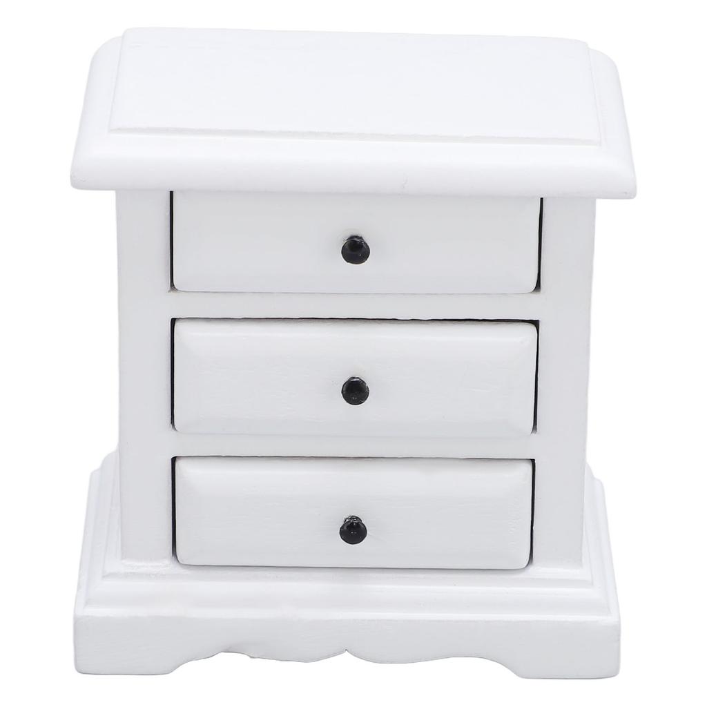 1:12 Scale   Night Stand Birch Wood 3 Drawers    Ature   Bedside Table for Home Decor