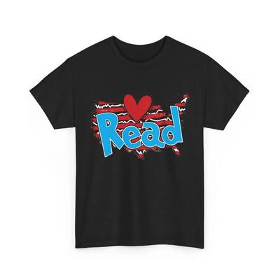 National Read America HearT T-Shirt Bücherwurm Bücher Lesen Niedlich