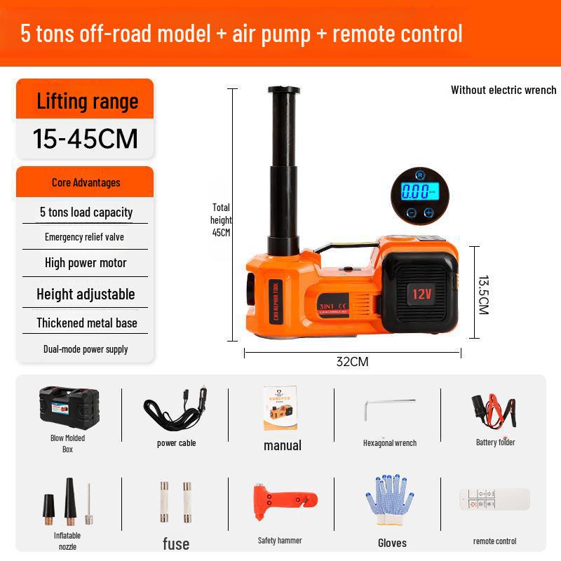Electric Hydraulic Jack & Wrench with Air Pump for Cars and SUVs