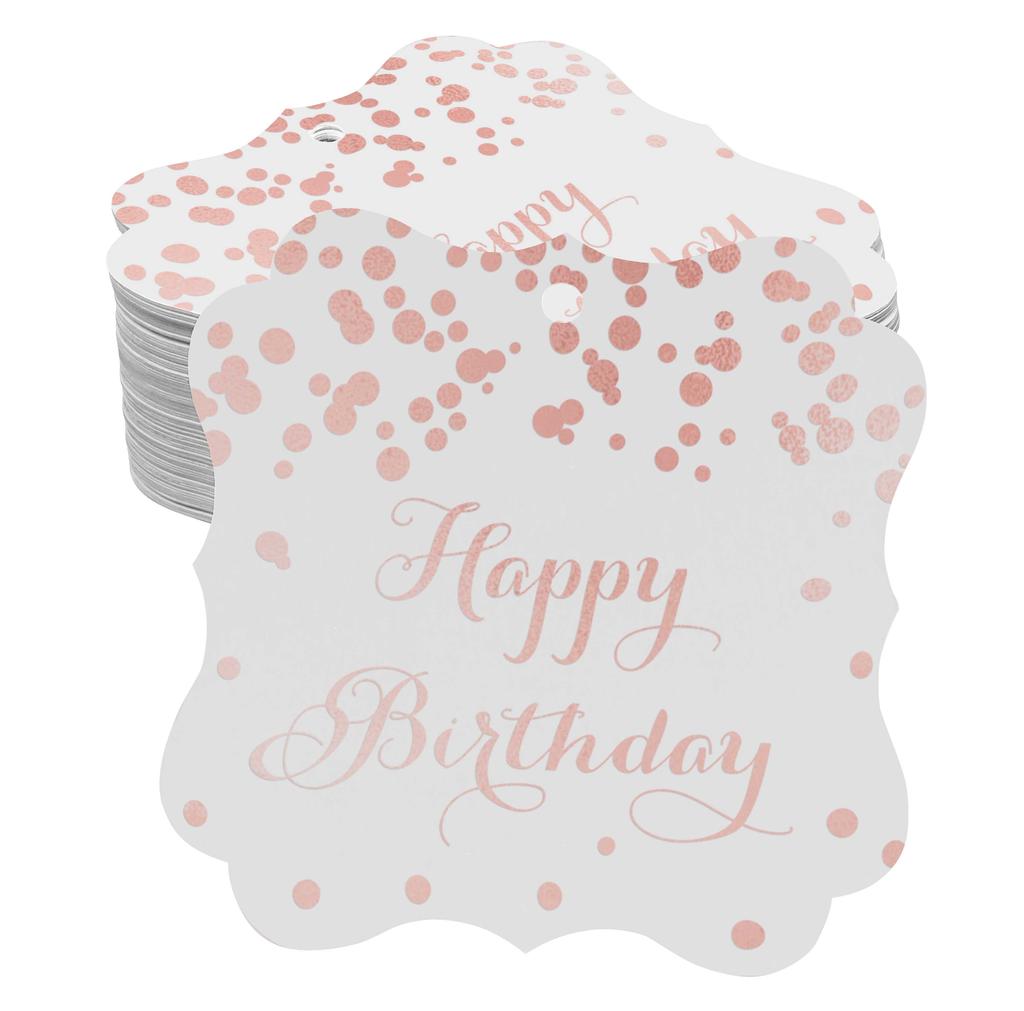 Inkdotpot Real Gold Foil Bracket Shape Paper Hang Tags Happy Birthday Favor Tags Pack Of