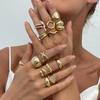 Ingemark 14Pcs/Set Creative Smooth Open Rings for Women 2026 New Fashion Goth Gold Color Adjustable Finger Rings Daily Jewelry