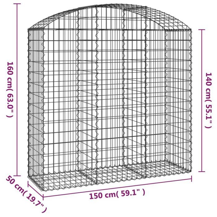 VidaXL Panier de Gabions Arqué Cage à Gabion Mur de Gabion Panier à Pierre Gabion pour Pierre Jardin Patio Extérieur 153457