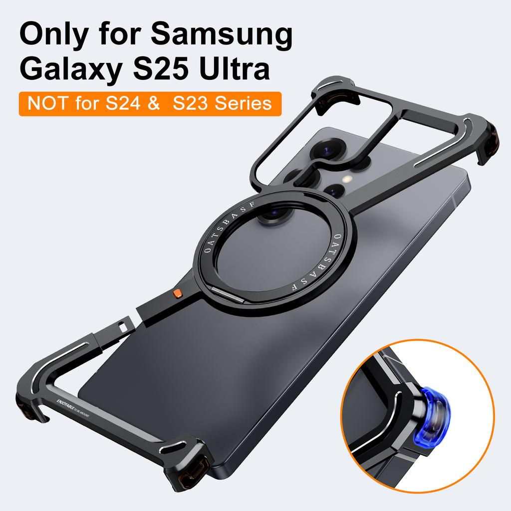 Eary Z Shape Minimalist Phone Case For Samsung Galaxy S25 Ultra S24 Ultra With 360 Rotatable Magnetic Stand Shockproof Slim Case