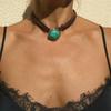 Turquoise Ethnic-Style Double-Layer Velvet Choker Necklace