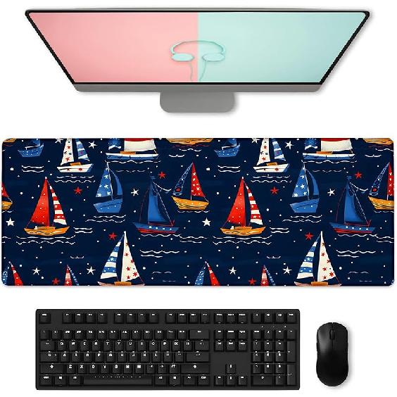 Floral & Butterfly Gaming Mouse Pad, Large Soft Purple Flower Desk Mat for Keyboard Computer Laptop, Non-Slip Rubber Base Extended Desktop Mousepad