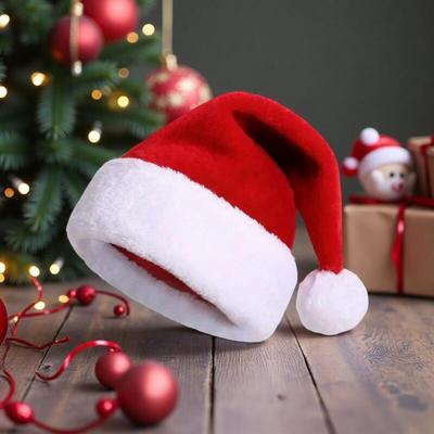 1 PC Warm Fleece Christmas Hat Unisex Classic Red White Knit Beanie For Winter Festive Wear