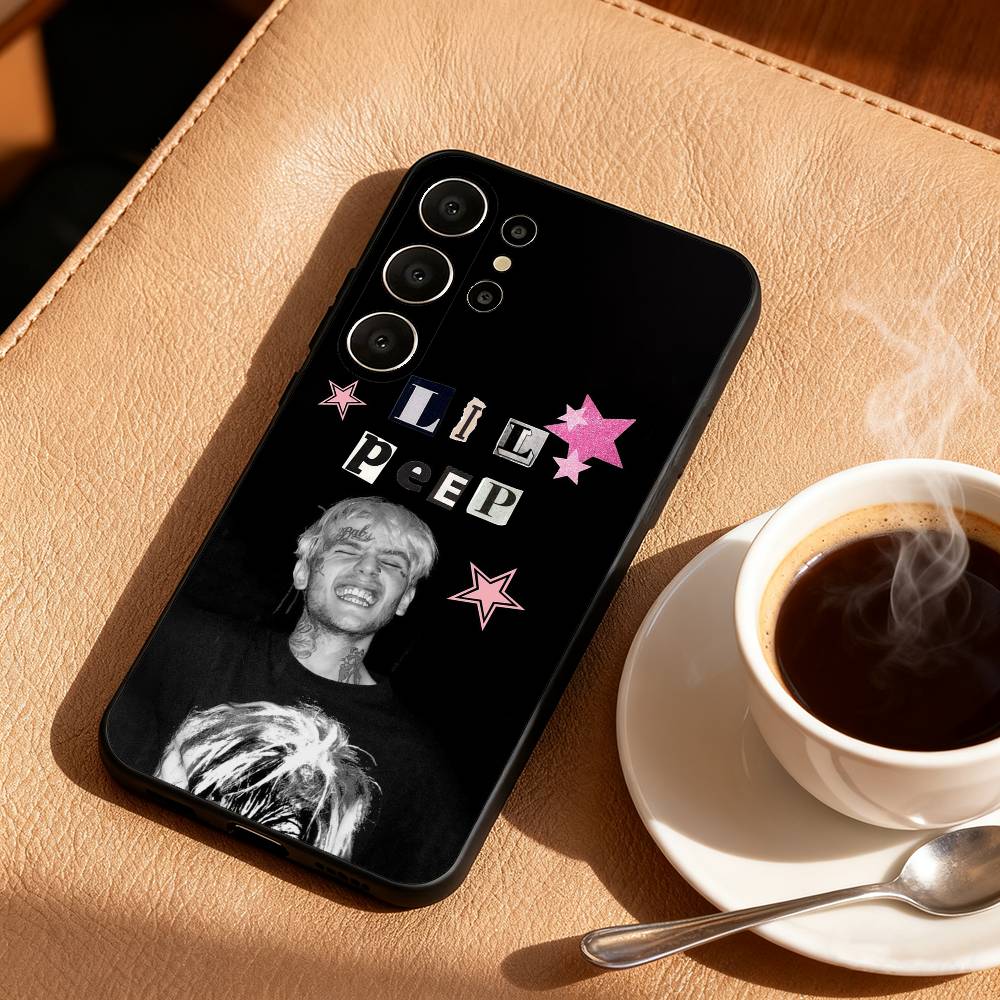 

L-Lil Peep Star Shopping Phone Case For Samsung S25,24,23,22,30,21,10,9,Ultra,Plus,Lite,FE Black Soft Case Samsung S25ULTRA