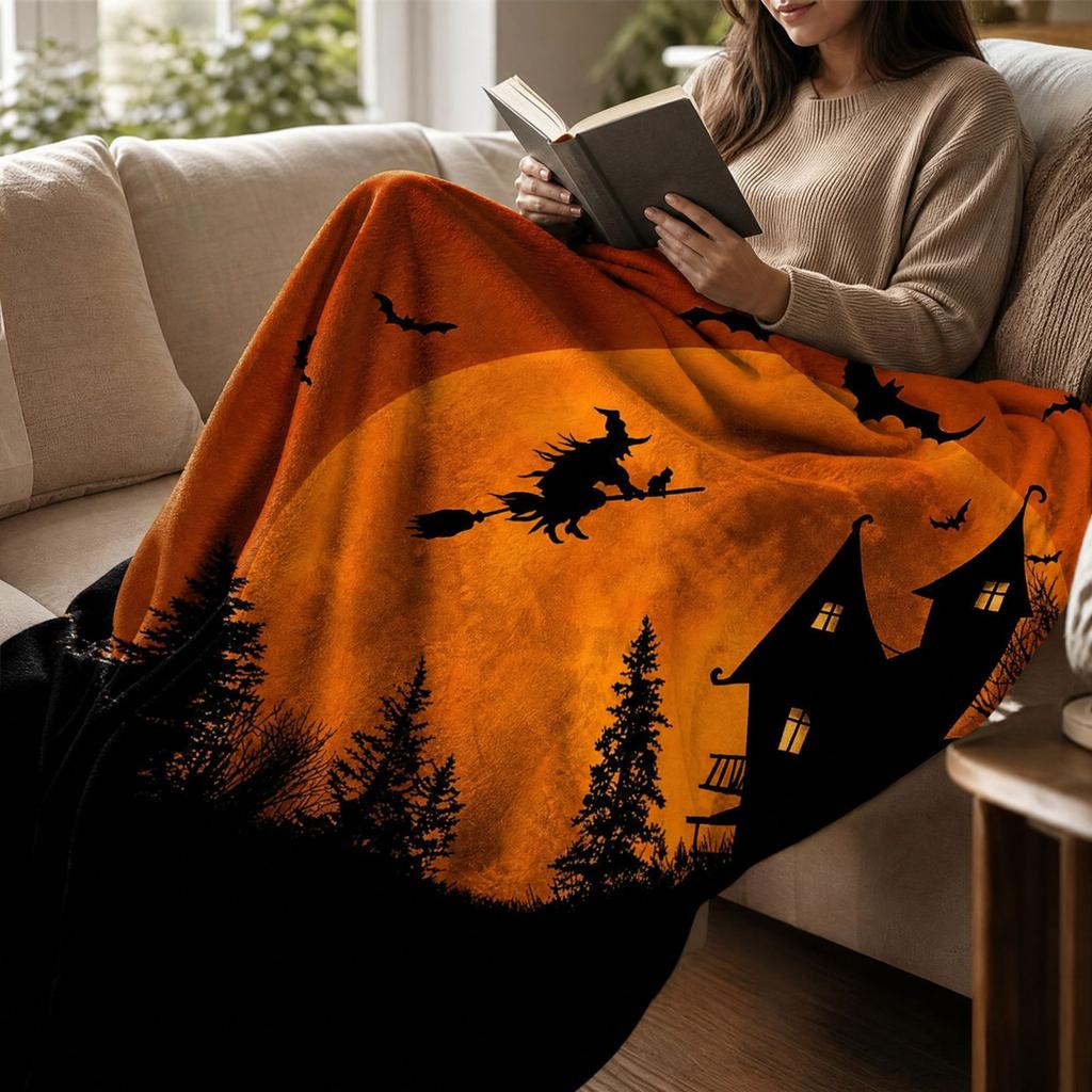 Halloween Flannel Throw Blanket Scary Cozy Soft for Couch, Sofa, Bed
