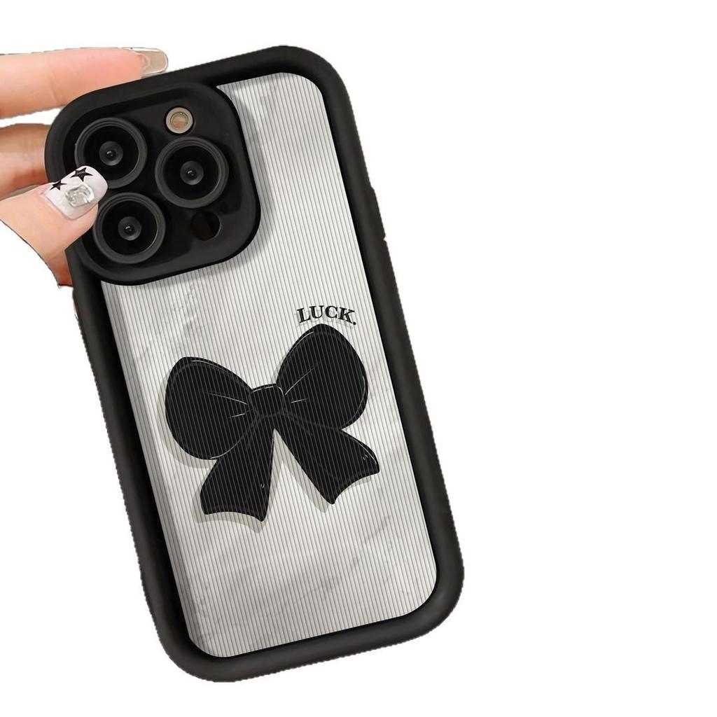 Black Bow iPhone17Promax Mobile Phone Case Ladder Is Suitable for Apple 16promax All-inclusive Tianyan 15 Sets.