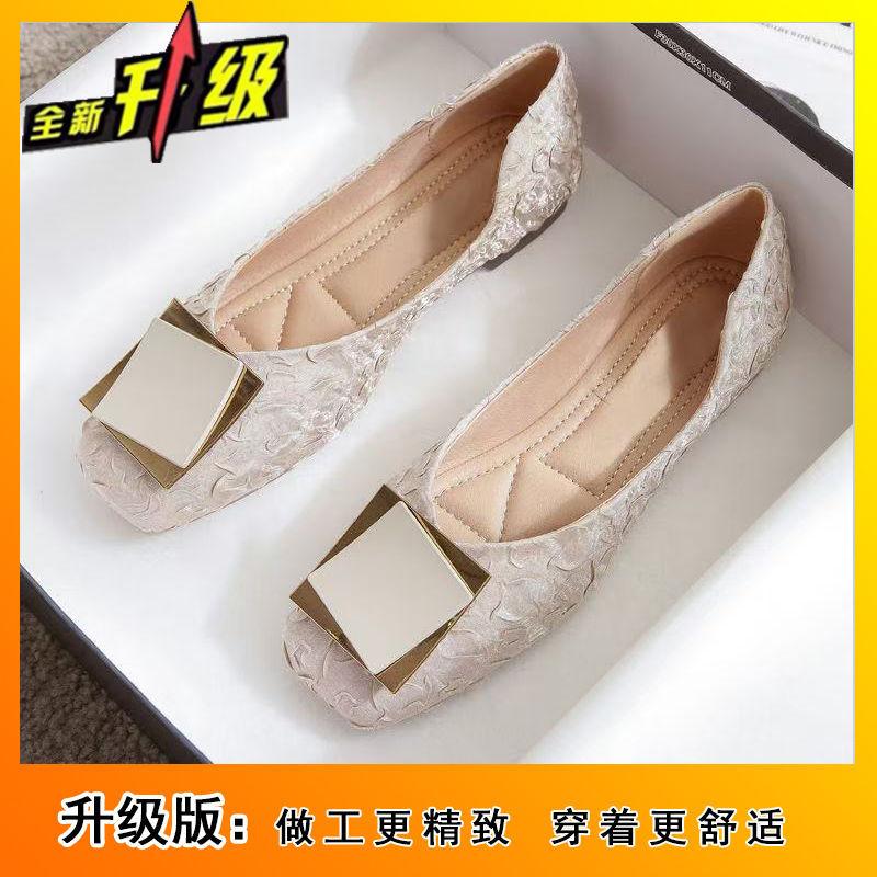 French boat shoes women's summer flat-bottomed ladyshoes 2025 new fairy wind gentle single shoes late evening wind square head beanie shoes women
