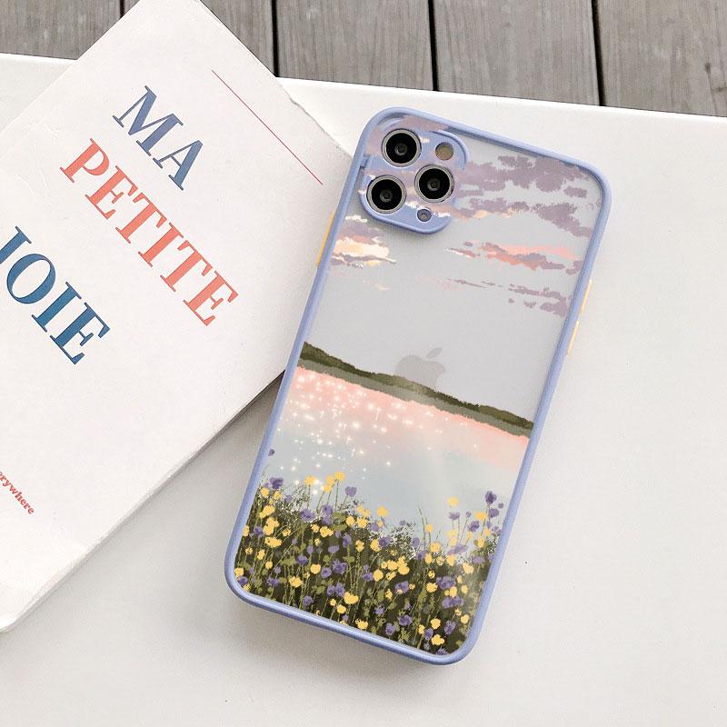 Field Flower Scenery Phone Case For iphone 7 8 Plus SE2 16 15 11 12 13 Pro Max 12 13 Mini 14 Plus X XR XS Shockproof Cover Funda