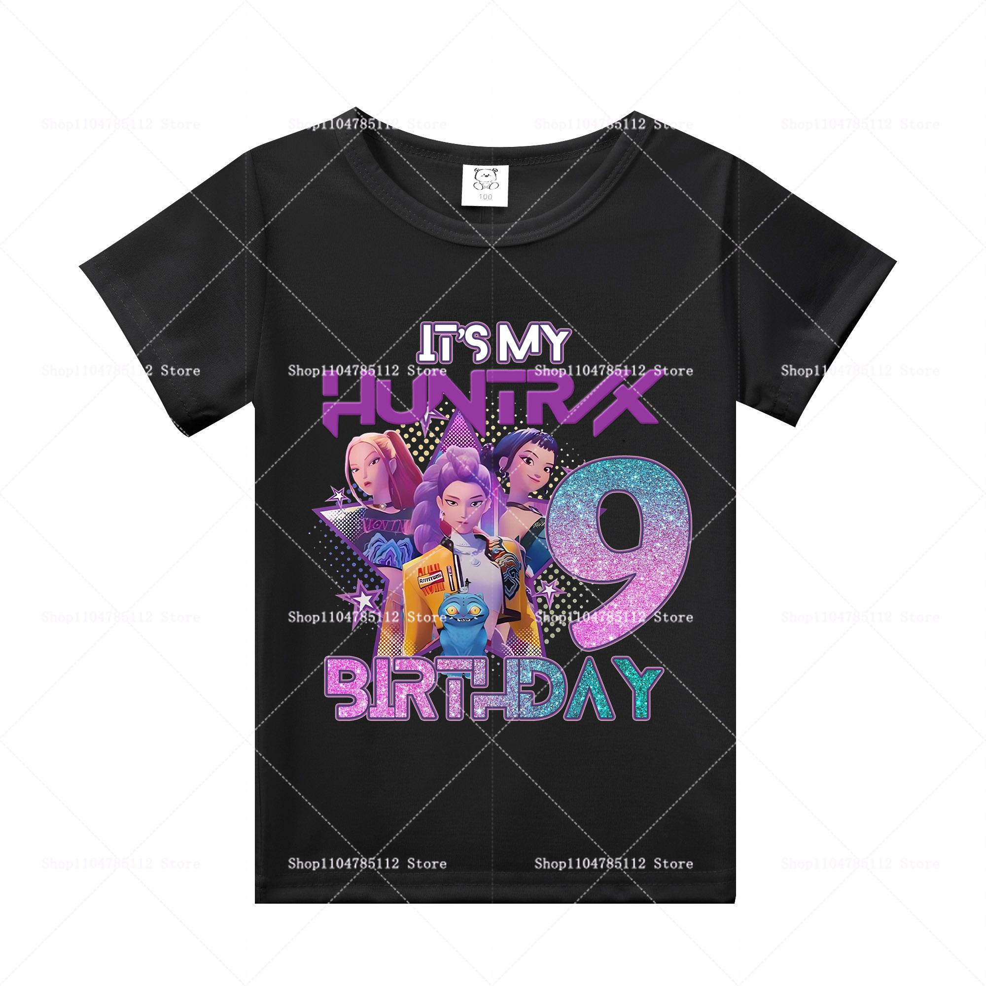 

K-Pop Охотники на демонов Футболка Милая мультяшная одежда Простые хлопковые топы для девочек Мягкая впитывающая повседневная футболка с коротким рукавом Подарок на день рождения 110cm