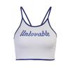 Sexy Unlovable Letter Print Blue White Tank Top Halter Women Bare Midriff Off Shoulder Camis Tube Top Sleeveless Cropped Vest