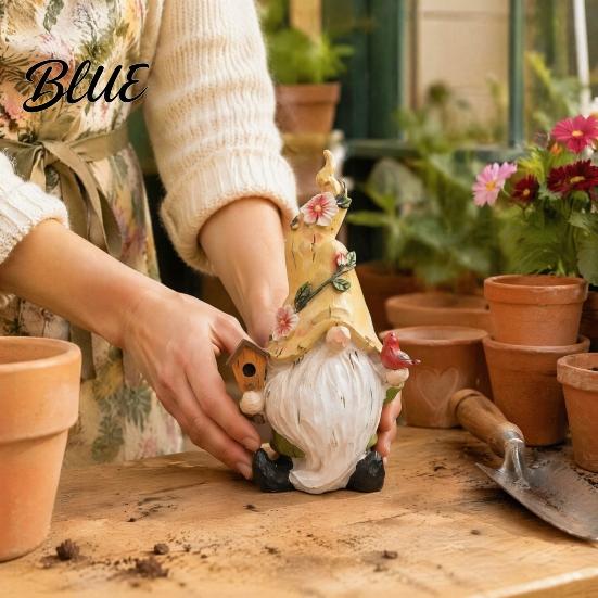 Home Soft Furnishing Decor Resin Garden Gnome Figurine Hand Painted Red Cap with Watering Durable Waterproof Ornament Can Outdoor Yard for