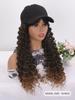 Hat Wig Long Curly Synthetic Wave Wig Hat AdjustableBlack Baseball Hat Wig