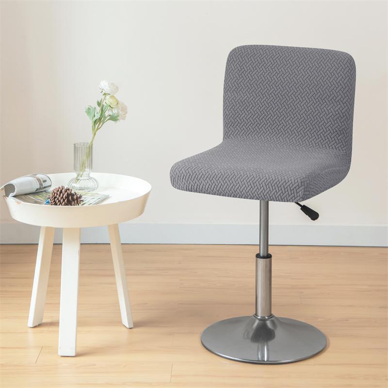 Short Back Bar Chair Cover T-shaped Jacquard Swivel Chair Cover Stretch Small Size Bar Stool Seat Covers for Hotel Banquet Dinin