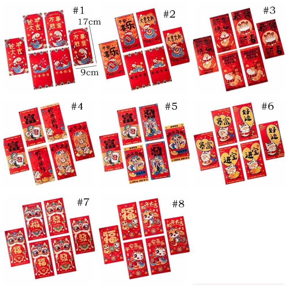6pcs Chinese Style 2025 Snake Year Red Envelopes Traditional Money Packet  Kids Gift