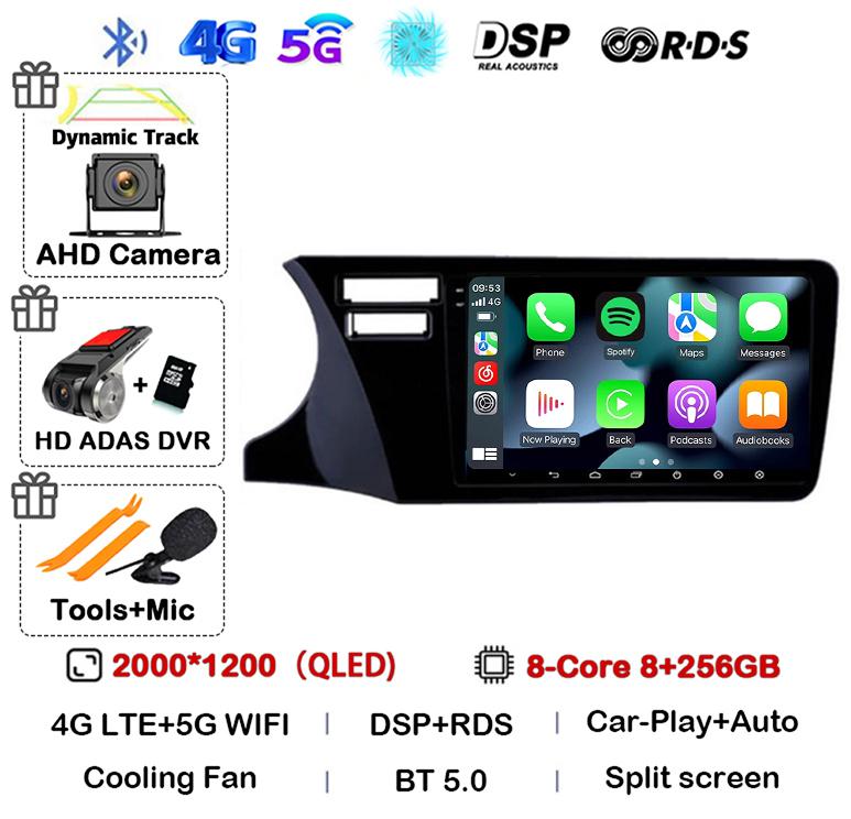 Android 14 Carplay Auto For Fit Honda City 2014 2015 2016 2017 Multimedia Stereo Car Radio DVD Video Player Navi Head Unit Audio