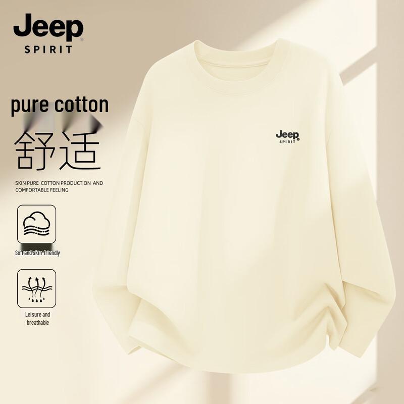 

JEEP SPIRIT Men s 2026 Pure Cotton Long Sleeve T-Shirt L