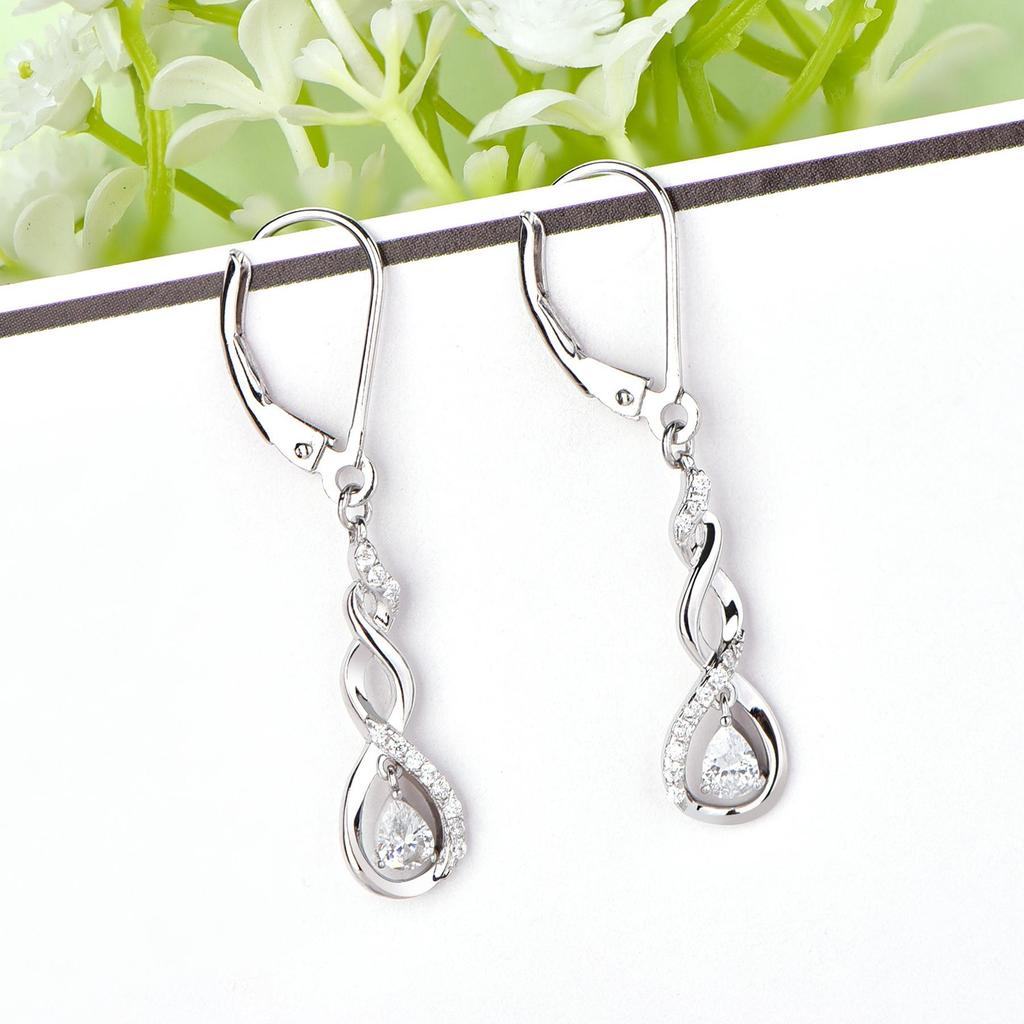 925 Sterling Silver Geometric Women Earrings Silver 925 Unique Water Drop Earrings for Women