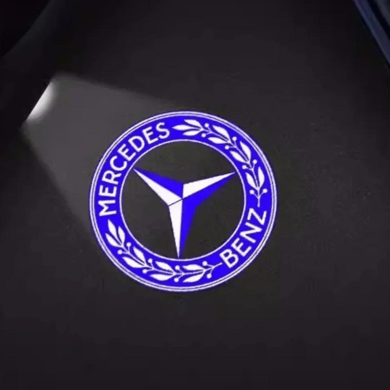 Car Sticker New 2025 For Mercedes Benz 2PC HD Car Door Welcome Light Car Badge Led Projector Lamp For Mercedes Benz A/B/C/E/M Cl