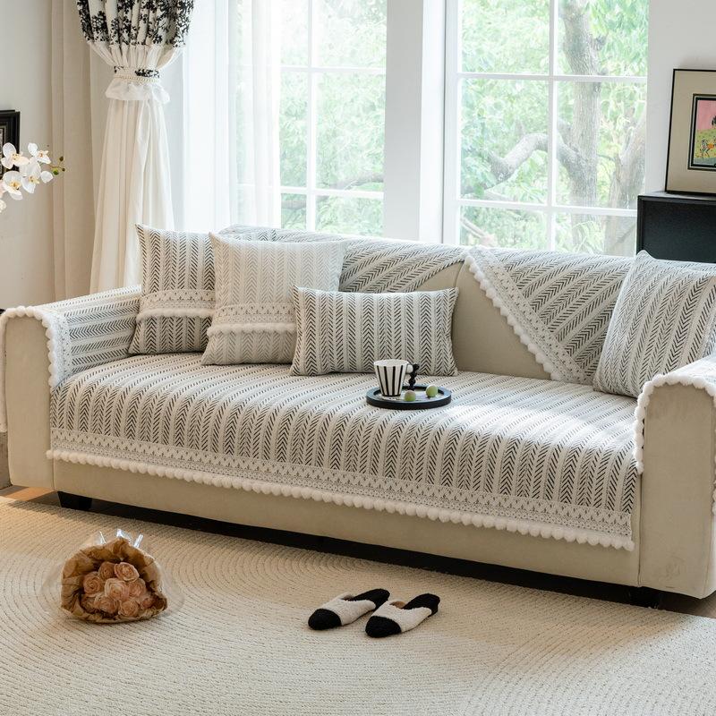 French Chenille Sofa Cushion, Universal In All Seasons, Light Luxury, High-End Non-Slip Seat Cushion Cover, Cloth Towel  New