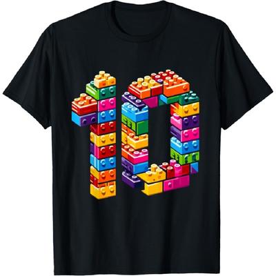 10 Year Old Blocks Building Master Builder 10th Birthday Boy T-Shirt