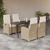 Vidaxl 5-Cz. Set di Mobili da Giardino con Cuscini, Beige, Polyrattan
