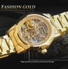 Automatikuhr für Herren, wasserdicht, luxuriöse, goldene Skelett-Armbanduhr aus Edelstahl, Herrenuhren