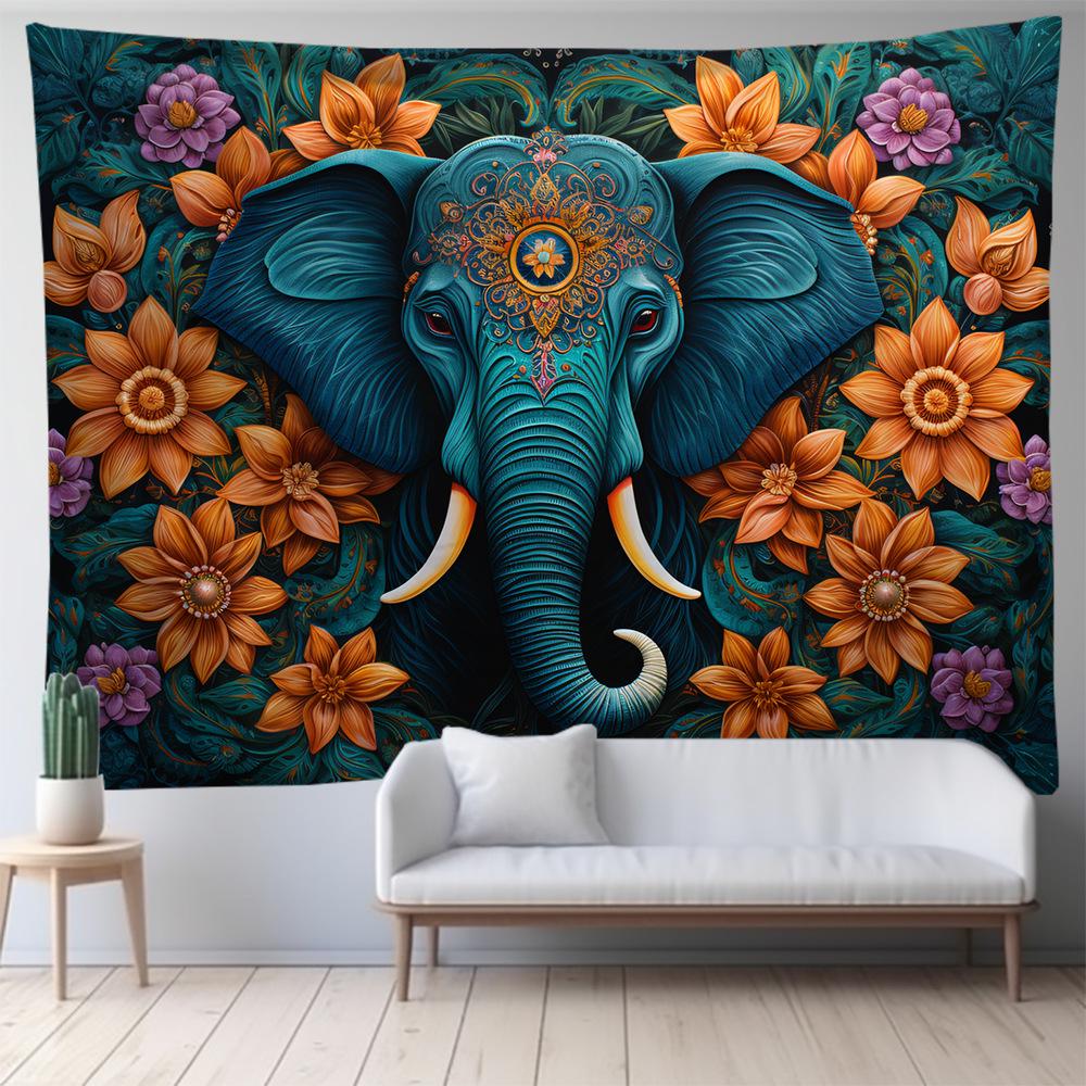 Elephant Series Room Tapestry: Animal Design Wall Hanging for Living Room Decor