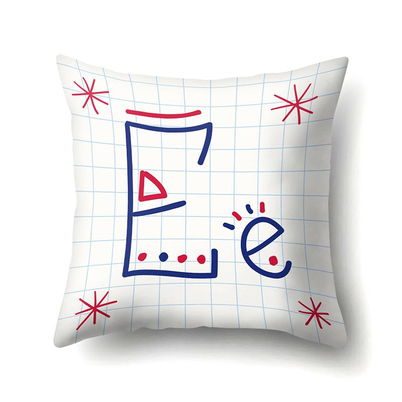 Polyester Pillow Case Decoration Home 26 English Letter Printing Pillow Case British Style Bedside Cushion Cover