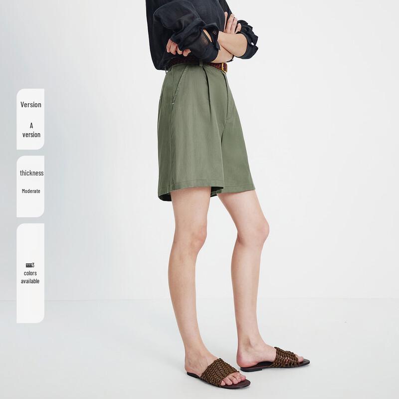 Navigare Women's Tencel Linen Belted Bermuda Shorts