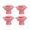 4 Set Rose Shaped Handle Modern Ceramic Cabinet Knob for Home Living Room BedroomPink