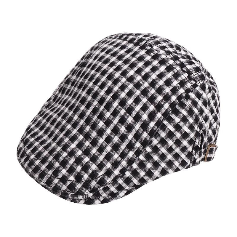 Retro Japanese Beret Women's Spring and Summer Checkered Newsboy Painter Hat Forward Hat Suitable for Outdoor Leisure