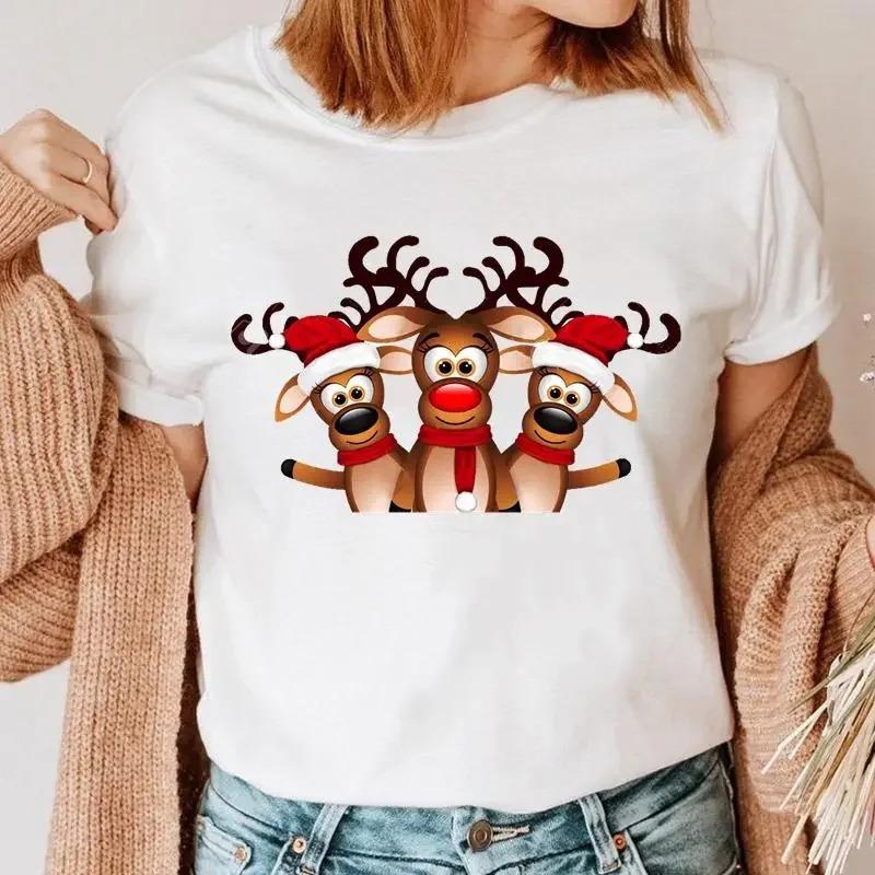 1PC Christmas Snowman Tshirt New Year Christmas Tree Tshirt 2025 Printed Tshirt Womens Shirt Clothing Tshirt