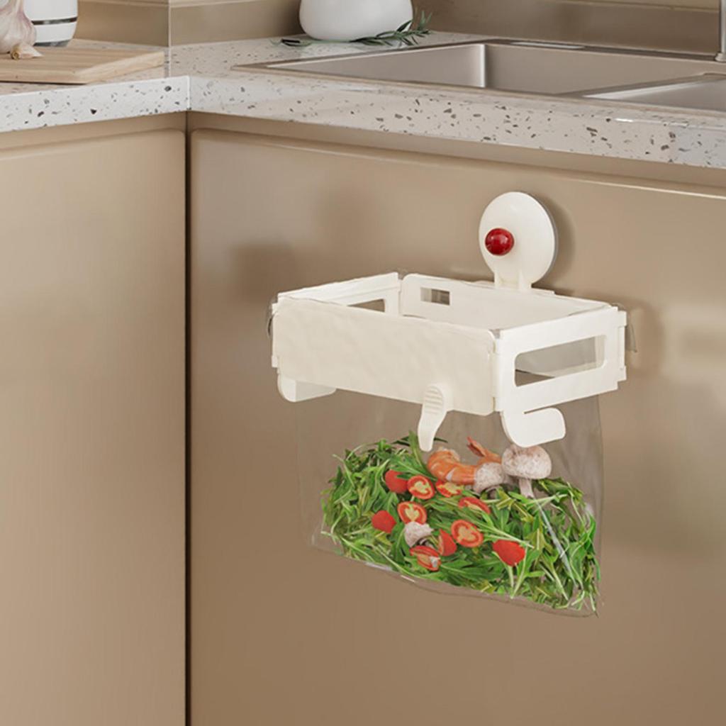 Trash Bag Holder for Cabinet Foldable Garbage Pouch Rack Detachable Wall Mount Trash Bag Holder for Kitchen Laundry Outdoor RV