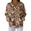 Women's Casual Fashion Long-Sleeved Zip-Up Christmas Print Knitted Hoodie